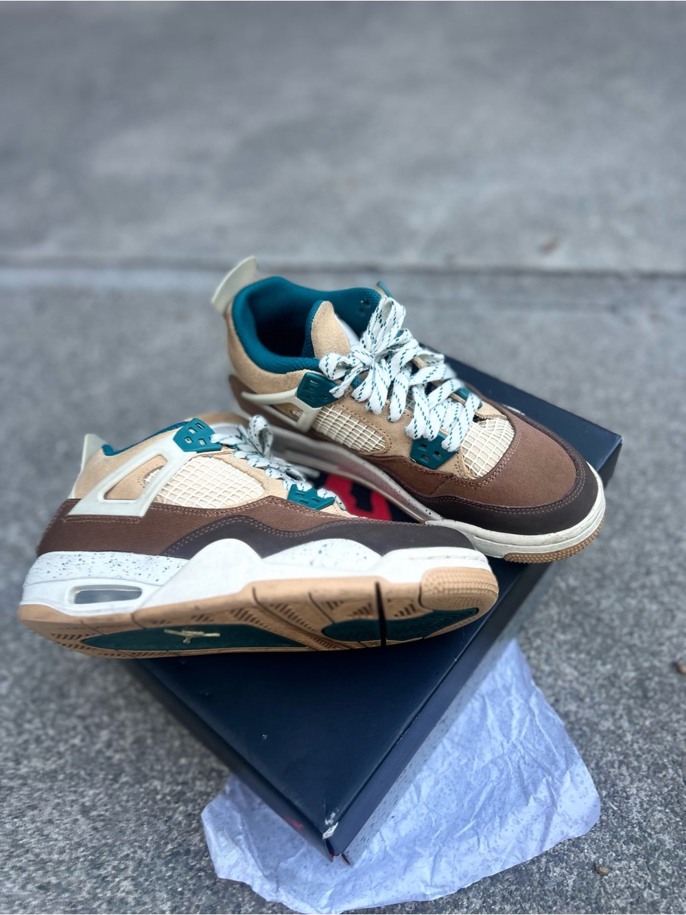 Youth Jordan’s Low-Top Casual Sneakers in Brown, Tan & Teal
